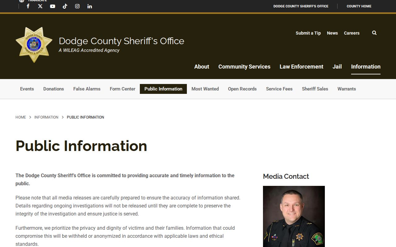 Dodge County public-information arrest and booking release archive